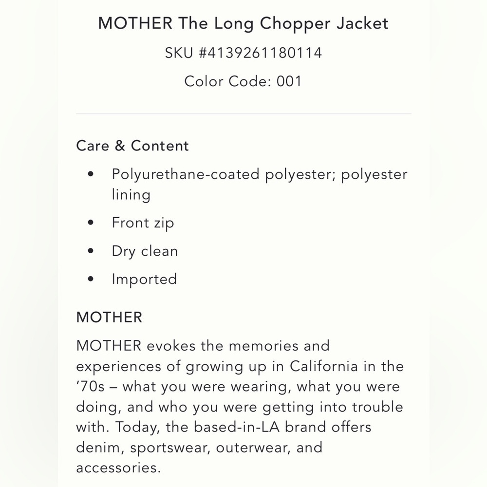 NWT M Mother Denim The Long Chopper Black Moto Trench Jacket - Picture 5 of 7